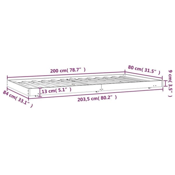 vidaXL Sängram utan madrass vit 80x200 cm massiv furu