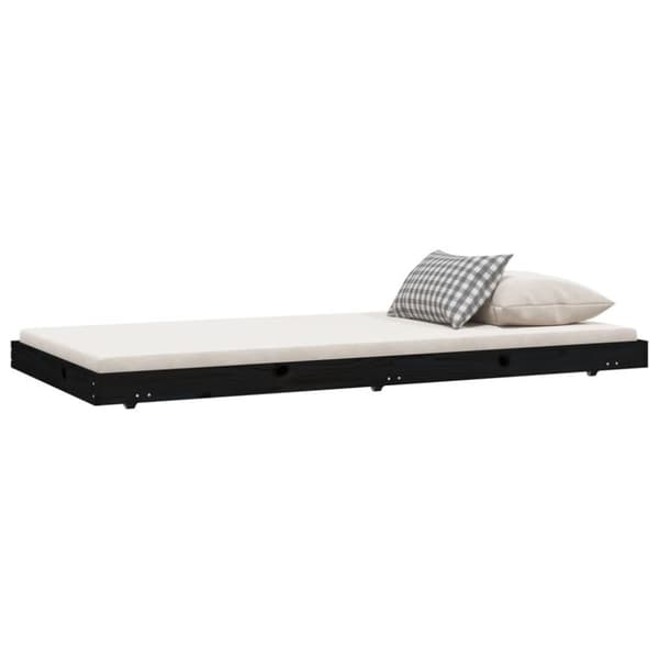 vidaXL Dagbädd svart 75x190 cm massivt furu