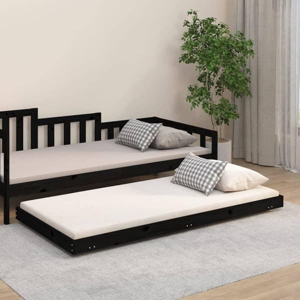 vidaXL Dagbädd svart 75x190 cm massivt furu