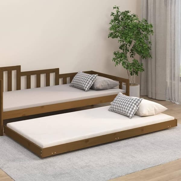 vidaXL Sängynrunko hunajanruskea 100x200 cm täysi mänty