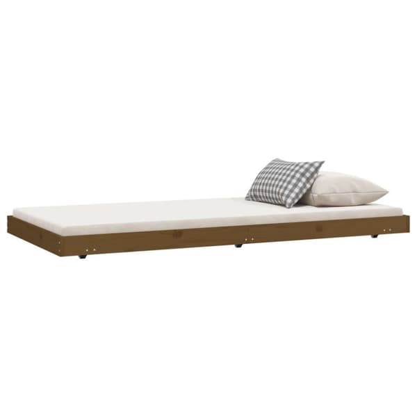 vidaXL sengestel 75x190 cm massivt fyrretræ gyldenbrun