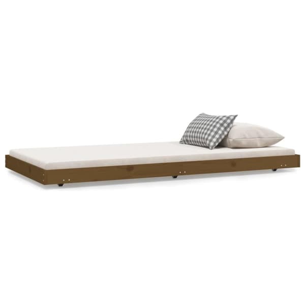 vidaXL sengestel 75x190 cm massivt fyrretræ gyldenbrun