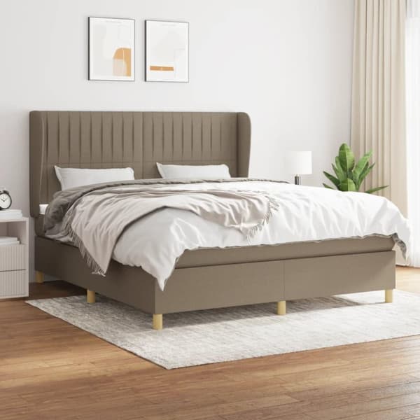 vidaXL kontinentalseng med madras 160x200 cm stof gråbrun