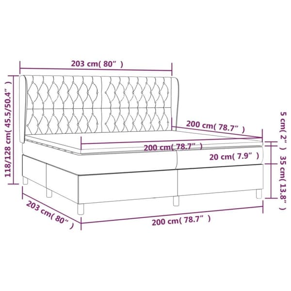 vidaXL kontinentalseng med madras 200x200 cm stof cremefarvet