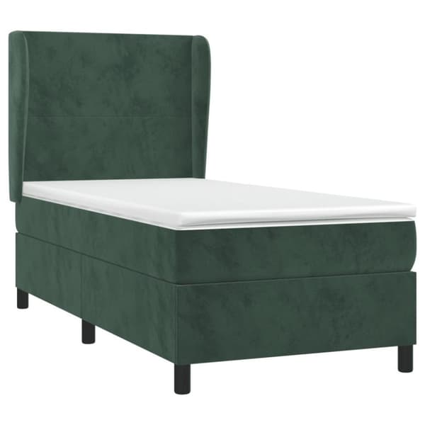 vidaXL kontinentalseng med madras 80x200 cm fløjl mørkegrøn