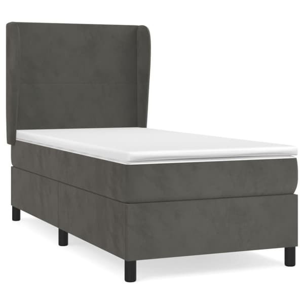 vidaXL kontinentalseng med madras 100x200 cm fløjl mørkegrå