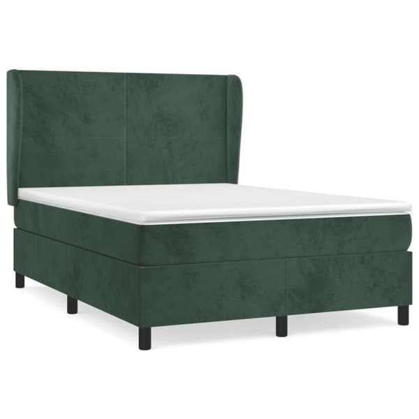 vidaXL kontinentalseng med madras 140x190 cm fløjl mørkegrøn
