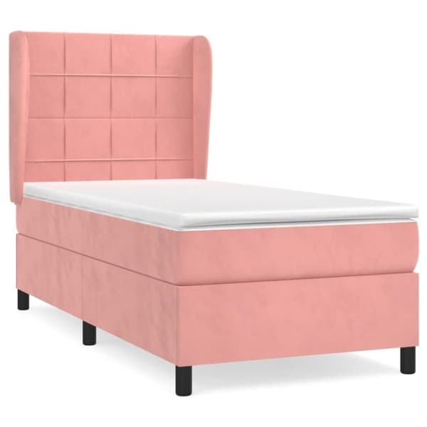 vidaXL kontinentalseng med madras 90x190 cm fløjl pink