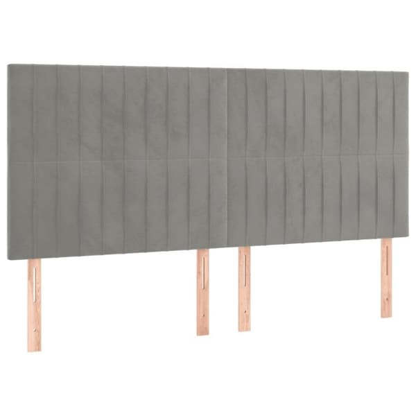 vidaXL kontinentalseng med madras 160x200 cm fløjl lysegrå