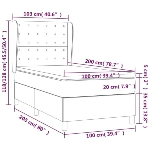vidaXL kontinentalseng med madras 100x200 cm fløjl sort