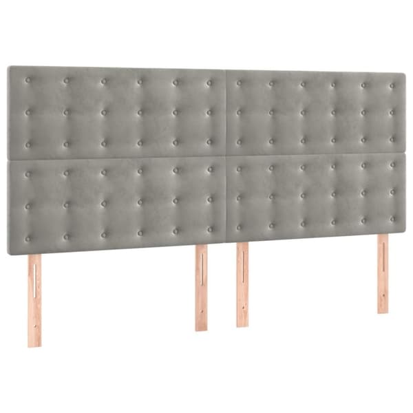 vidaXL kontinentalseng med madras 160x200 cm fløjl lysegrå