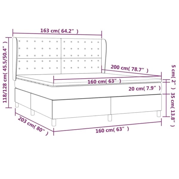 vidaXL kontinentalseng med madras 160x200 cm fløjl lysegrå