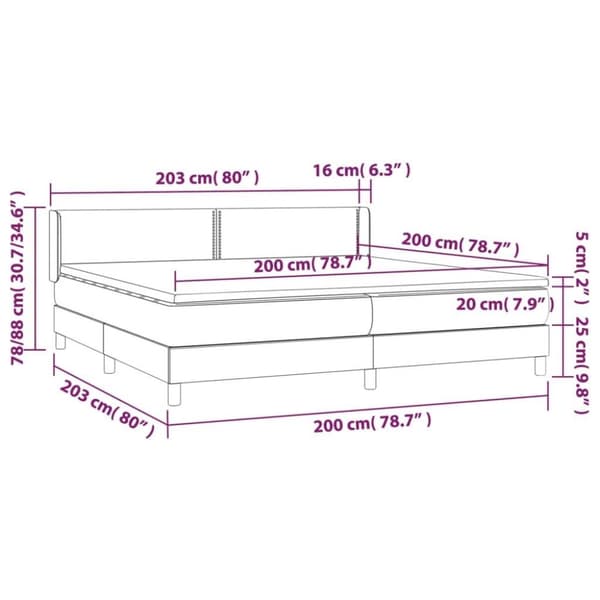 vidaXL kontinentalseng med madras 200x200 cm stof sort