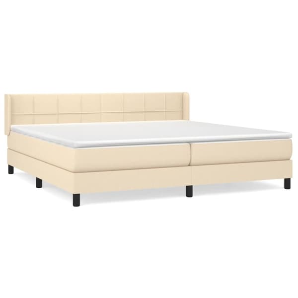 vidaXL kontinentalseng med madras 200x200 cm stof cremefarvet
