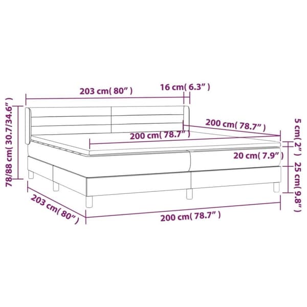 vidaXL kontinentalseng med madras 200x200 cm stof sort