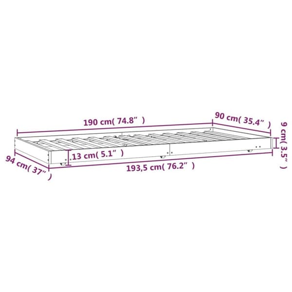 vidaXL Sengeramme uten madrass 90x190 cm heltre furu