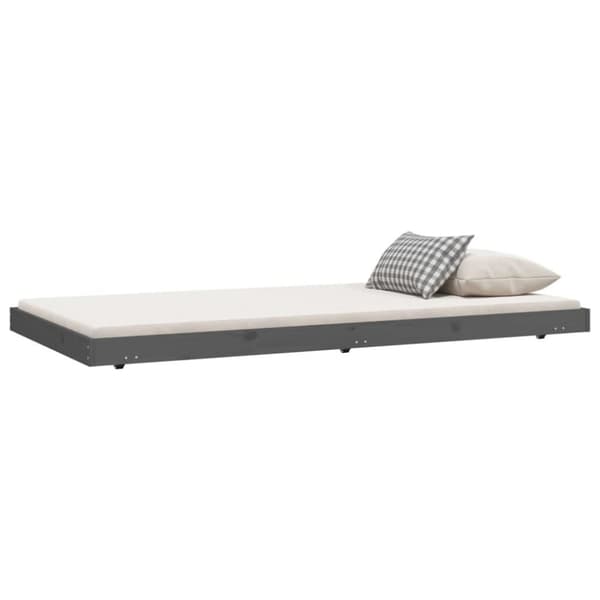 vidaXL sengeramme 90x200 cm massivt fyrretræ grå
