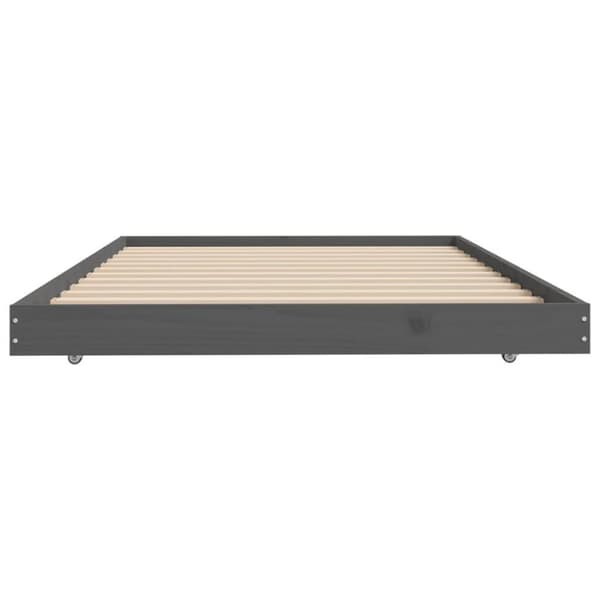 vidaXL sengeramme 90x200 cm massivt fyrretræ grå