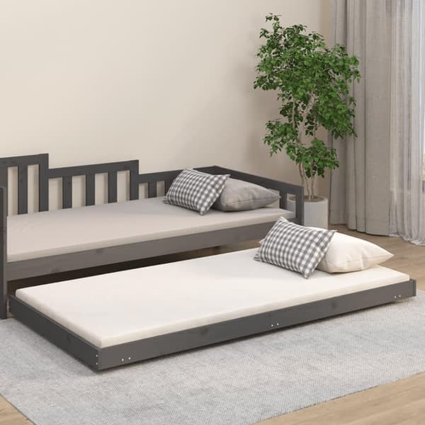 vidaXL sengeramme 90x200 cm massivt fyrretræ grå