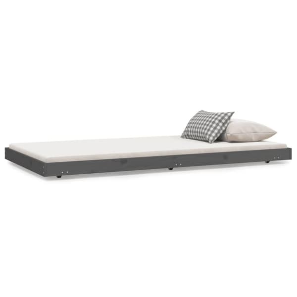 vidaXL sengeramme 90x200 cm massivt fyrretræ grå
