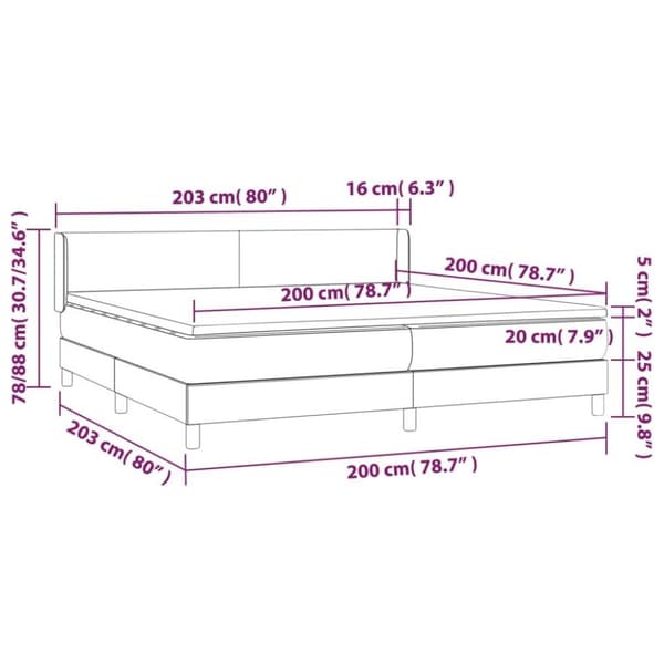 vidaXL kontinentalseng med madras 200x200 cm stof sort