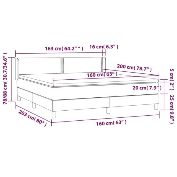 vidaXL kontinentalseng med madras 160x200 cm stof cremefarvet