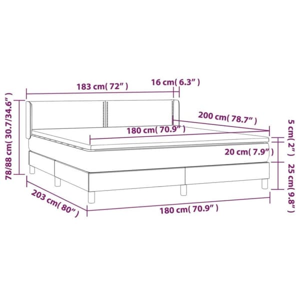 vidaXL kontinentalseng med madras 180x200 cm stof sort