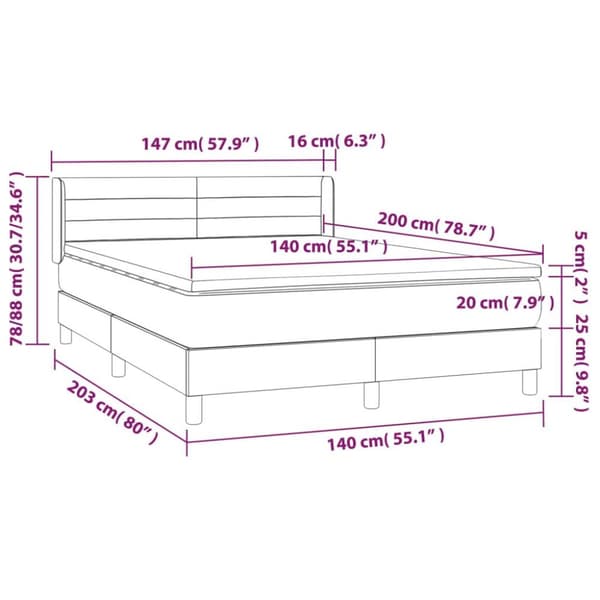 vidaXL kontinentalseng med madras 140x200 cm stof blå