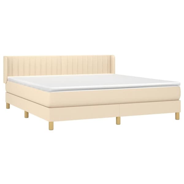 vidaXL kontinentalseng med madras 160x200 cm stof cremefarvet
