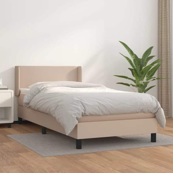 vidaXL kontinentalseng 100x200 cm kunstlæder cappuccinofarvet