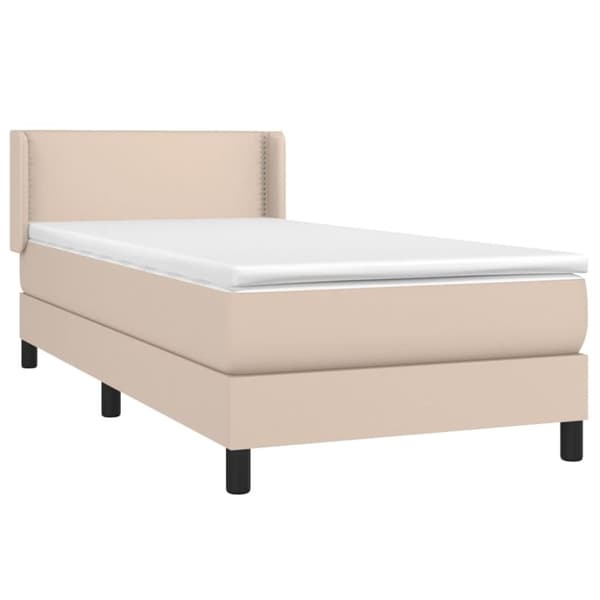 vidaXL kontinentalseng 90x190 cm kunstlæder cappuccinofarvet