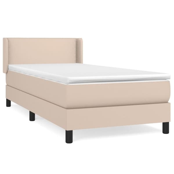 vidaXL kontinentalseng 90x190 cm kunstlæder cappuccinofarvet