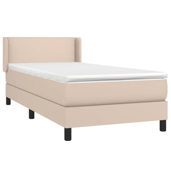vidaXL kontinentalseng 100x200 cm kunstlæder cappuccinofarvet