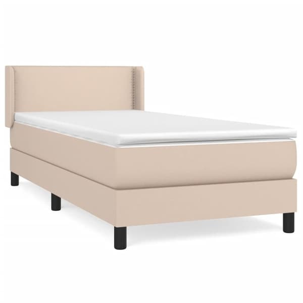 vidaXL kontinentalseng 100x200 cm kunstlæder cappuccinofarvet