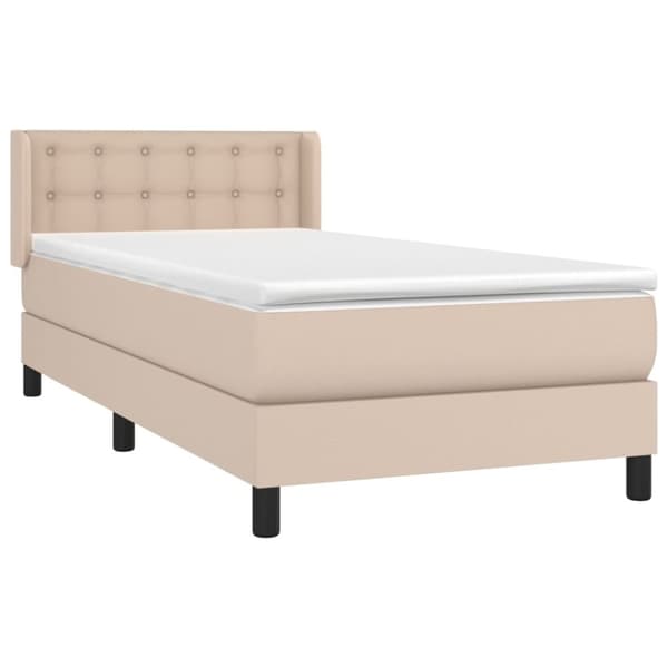 vidaXL kontinentalseng 90x190 cm kunstlæder cappuccinofarvet