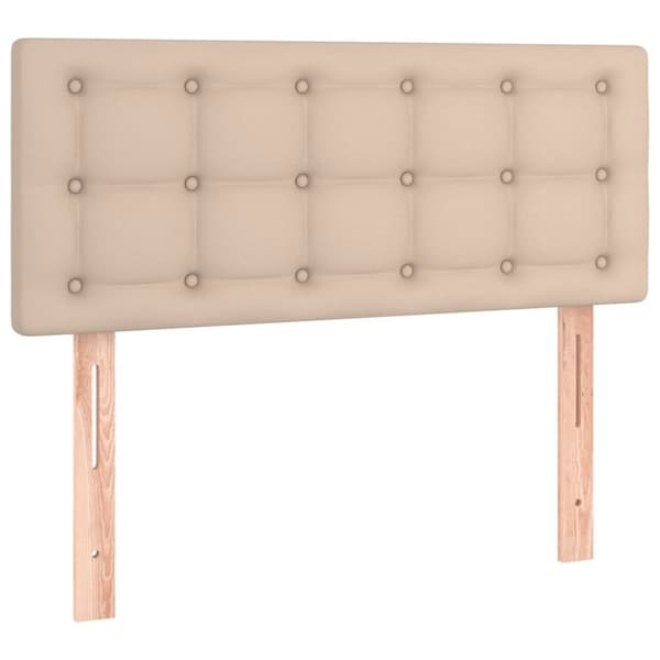 vidaXL kontinentalseng 90x190 cm kunstlæder cappuccinofarvet