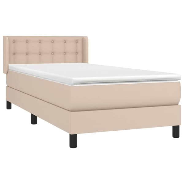 vidaXL kontinentalseng 100x200 cm kunstlæder cappuccinofarvet