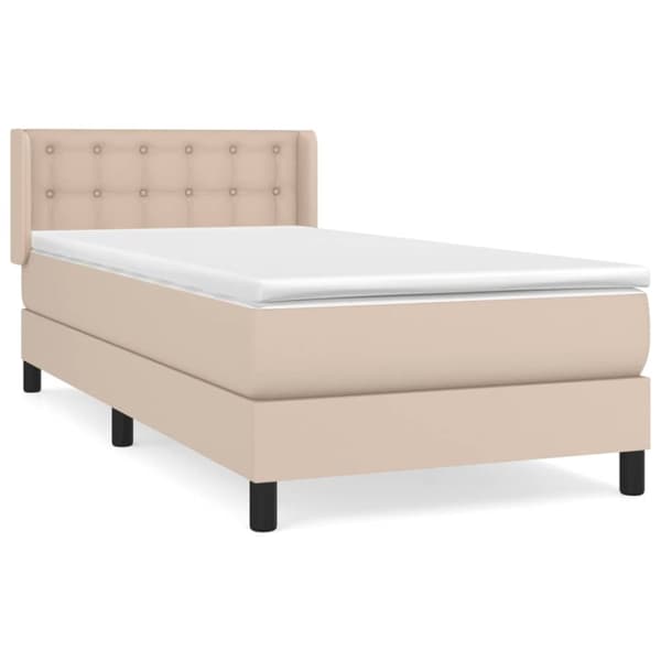 vidaXL kontinentalseng 100x200 cm kunstlæder cappuccinofarvet