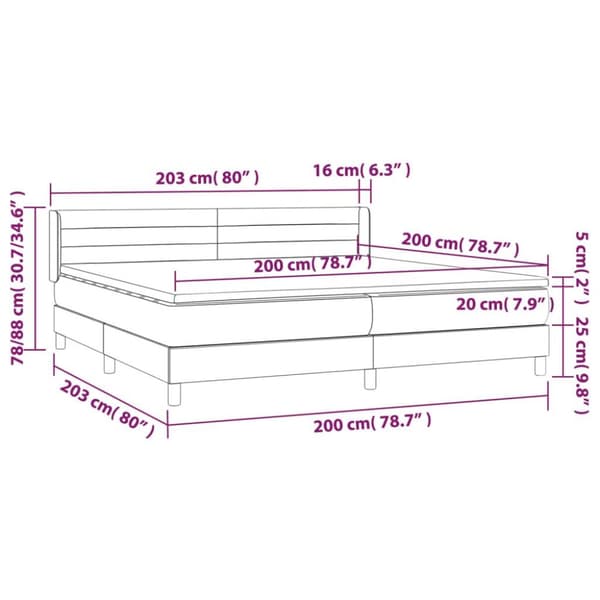 vidaXL kontinentalseng med madras 200x200 cm fløjl mørkegrå