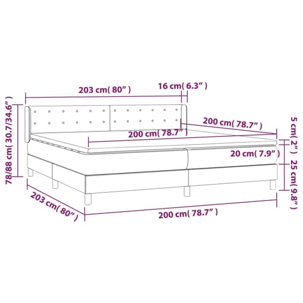 vidaXL kontinentalseng med madras 200x200 cm fløjl mørkegrå