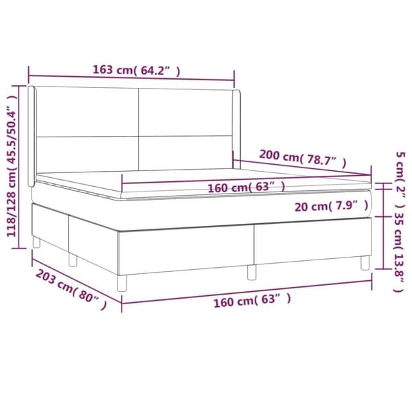 vidaXL kontinentalseng med madras 160x200 cm stof cremefarvet