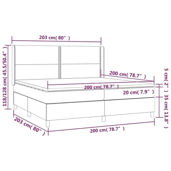 vidaXL kontinentalseng med madras 200x200 cm stof sort