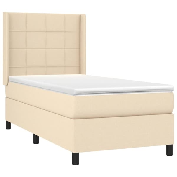 vidaXL kontinentalseng med madras 100x200 cm stof cremefarvet