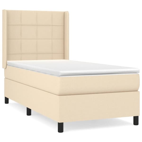 vidaXL kontinentalseng med madras 100x200 cm stof cremefarvet