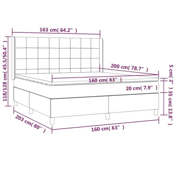 vidaXL kontinentalseng med madras 160x200 cm stof mørkebrun