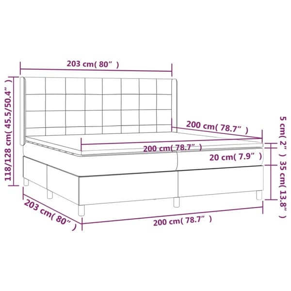 vidaXL kontinentalseng med madras 200x200 cm stof gråbrun