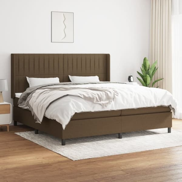 vidaXL kontinentalseng med madras 200x200 cm stof mørkebrun