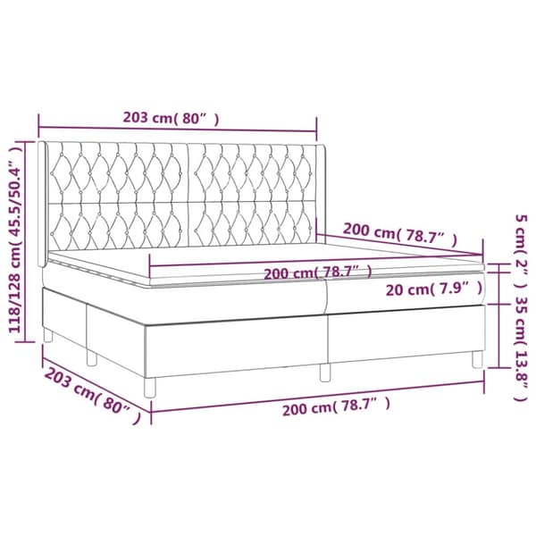 vidaXL kontinentalseng med madras 200x200 cm stof mørkebrun