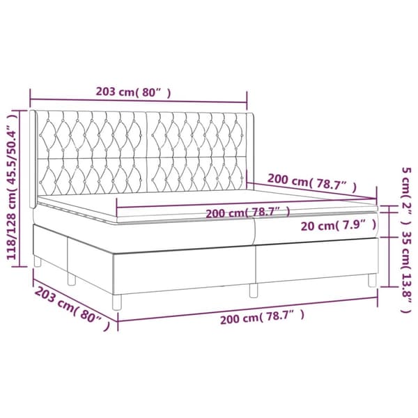 vidaXL kontinentalseng med madras 200x200 cm stof sort