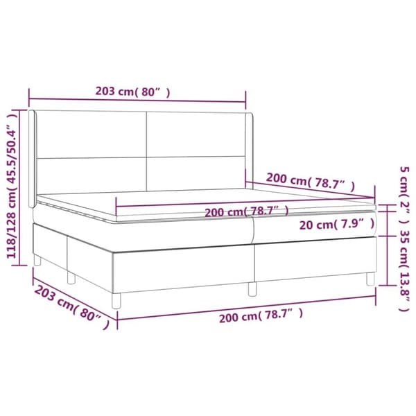 vidaXL kontinentalseng med madras 200x200 cm fløjl mørkeblå